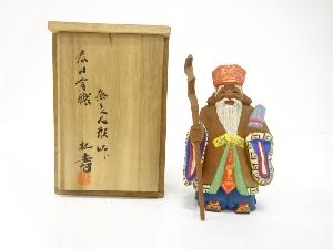 大林杜寿造　一刀彫　寿老　置物